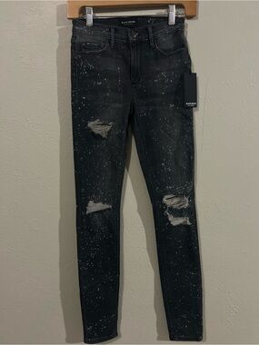 NWT Black Orchid Liquify Giselle Skinny Jeans with Paint-Splatter Detail size 24